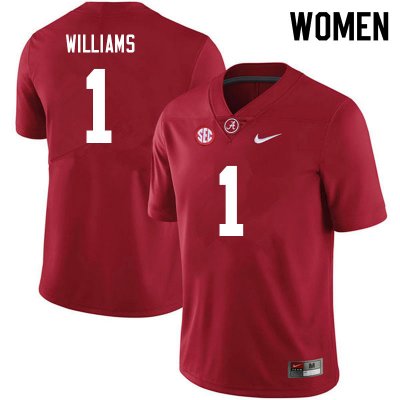 NCAA Women's Alabama Crimson Tide #1 Jameson Williams Stitched College 2021 Nike Authentic Crimson Football Jersey HJ17L04HL